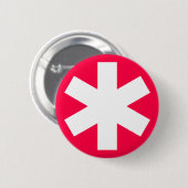 Badge Rond 5 Cm Asterisk - Rouge Crimson (Devant & derrière)