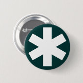 Badge Rond 5 Cm Asterisk - Vert foncé (Devant & derrière)