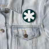 Badge Rond 5 Cm Asterisk - Vert foncé (En situation)