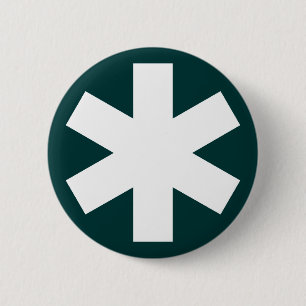 Badge Rond 5 Cm Asterisk - Vert foncé