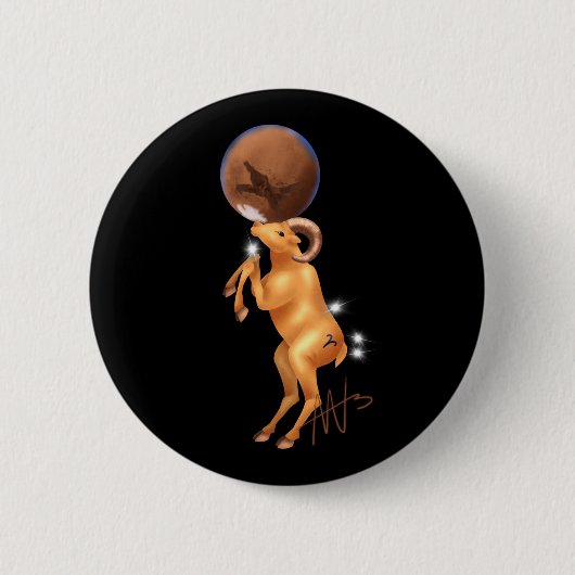 Badge Rond 5 Cm Astro Aries Mars Zodiac (Devant)