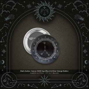 Badge Rond 5 Cm Astrologie du Zodiaque Sombre : Cancer Rond Noir e