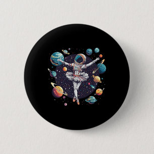 Badge Rond 5 Cm Astronaut Ballerina Danser Sur Les Planètes Spatia