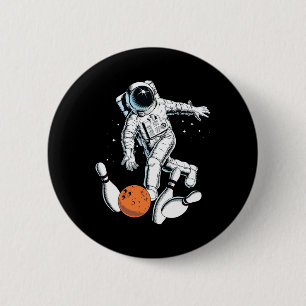 Badge Rond 5 Cm Astronaut Space Bowling Cool Astronaut Bowling Lov