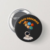 Badge Rond 5 Cm Astronaut With Planet Balloons (Devant & derrière)