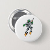 Badge Rond 5 Cm Astronaute Alien Sci-Fi Espace Ufo (Devant & derrière)