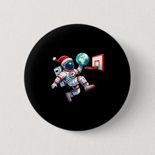 Badge Rond 5 Cm Astronaute avec un chapeau de Père Noël drôle fais