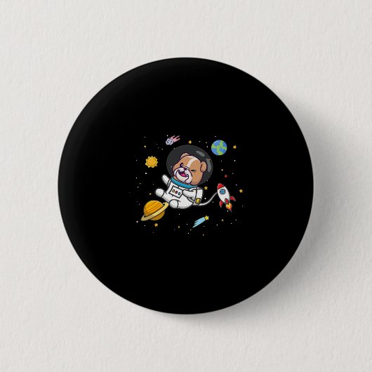 Badge Rond 5 Cm Astronaute de Bulldog (Devant)