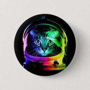 Badge Rond 5 Cm astronaute de chat coloré