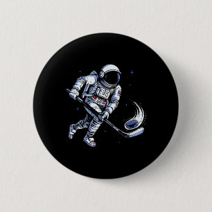 Badge Rond 5 Cm Astronaute de hockey spatial jouant en gravité zér