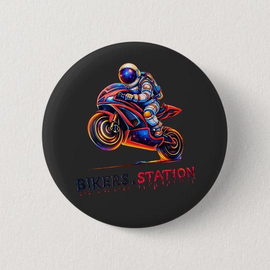 Badge Rond 5 Cm Astronaute Motard  (Devant)