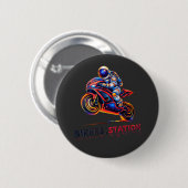 Badge Rond 5 Cm Astronaute Motard  (Devant & derrière)