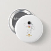 Badge Rond 5 Cm Astronaute Saturne (Devant & derrière)