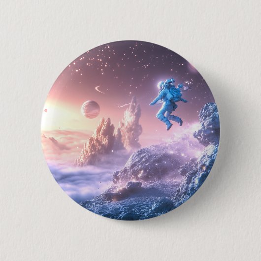 Badge Rond 5 Cm Astronaute sautant (Devant)