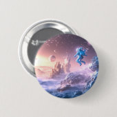 Badge Rond 5 Cm Astronaute sautant (Devant & derrière)