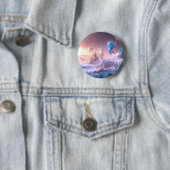 Badge Rond 5 Cm Astronaute sautant (En situation)