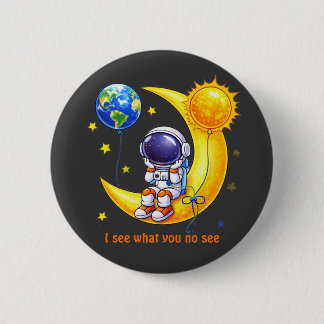Badge Rond 5 Cm Astronaute sur l'illustration d'art spatial de la