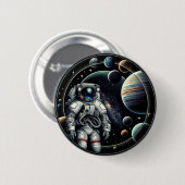 Badge Rond 5 Cm Astronaute vintage et planètes (Devant & derrière)