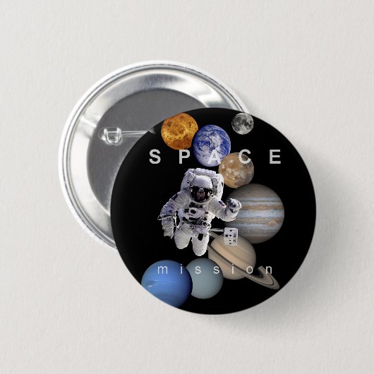 Badge Rond 5 Cm astronef mission solar system planar (Devant & derrière)