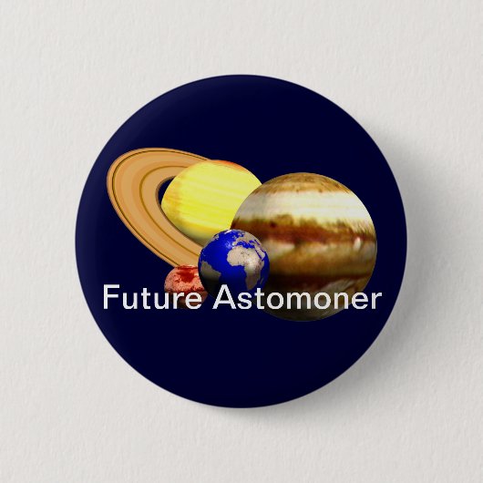 Badge Rond 5 Cm Astronome futur avec système solaire (Devant)