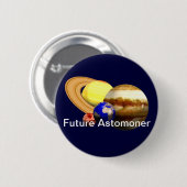 Badge Rond 5 Cm Astronome futur avec système solaire (Devant & derrière)