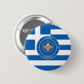 Badge Rond 5 Cm Athènes, Grèce Emblème & Drapeau (Devant & derrière)