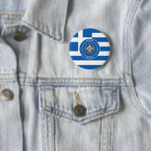 Badge Rond 5 Cm Athènes, Grèce Emblème & Drapeau (En situation)