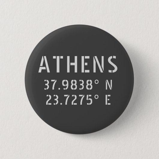Badge Rond 5 Cm Athènes Latitude Longitude (Devant)