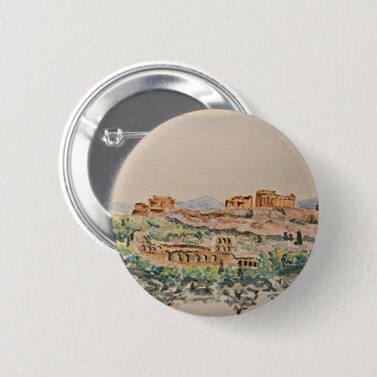 Badge Rond 5 Cm Athenian Acropolis Button (Devant & derrière)