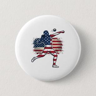 Badge Rond 5 Cm Athlète de lancer de poids patriotique Gravure vin