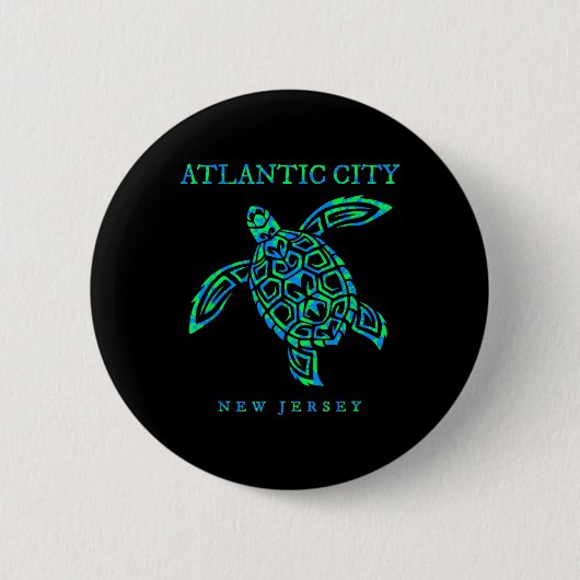 Badge Rond 5 Cm Atlantic City New Jersey Sea Turtle Boys Girls Tod (Devant)