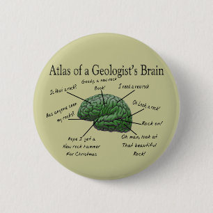 Badge Rond 5 Cm Atlas des cadeaux drôles du cerveau d'un géologu