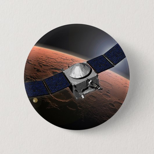 Badge Rond 5 Cm Atmosphère Mars Et Mission D'Évolution Volatile. (Devant)