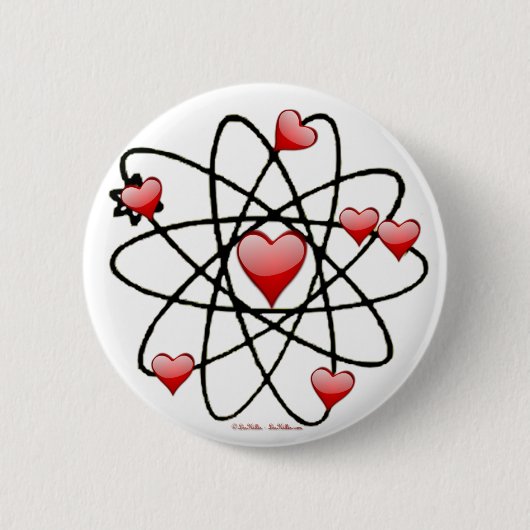 Badge Rond 5 Cm Atomic Saint-Valentin Cœurs Rouges (Devant)