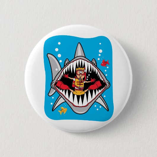 Badge Rond 5 Cm Attaque de requin ! (Devant)