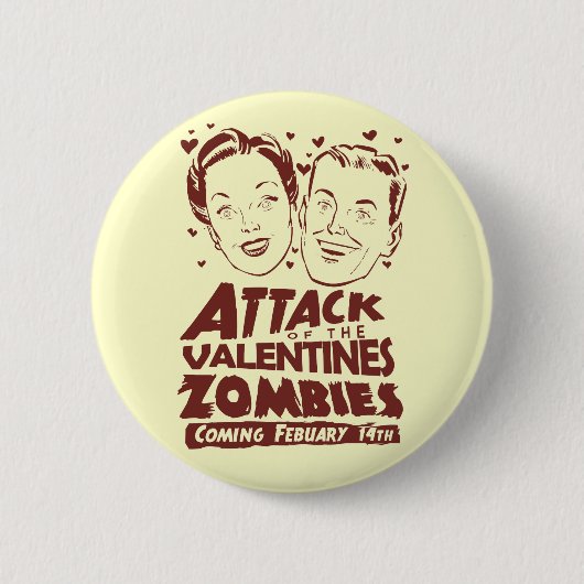 Badge Rond 5 Cm Attaque des zombis de Valentines (Devant)