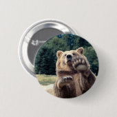 Badge Rond 5 Cm Attaque d'ours ! (Devant & derrière)