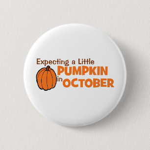 Badge Rond 5 Cm Attendant un peu de citrouille en octobre