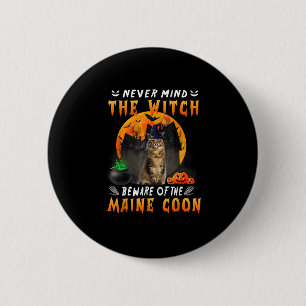 Badge Rond 5 Cm Attention À La Sorcière Du Maine Coon Cat Hall