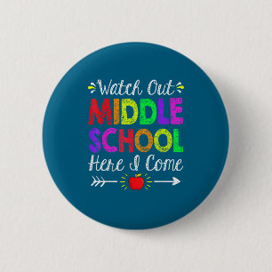 Badge Rond 5 Cm Attention collège ici vient drôle retour à