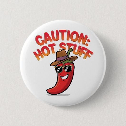 Badge Rond 5 Cm Attention : Conception de trucs chauds - Pepper ch (Devant)