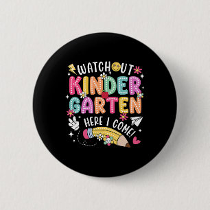 Badge Rond 5 Cm Attention maternelle me voici premier jour de reto