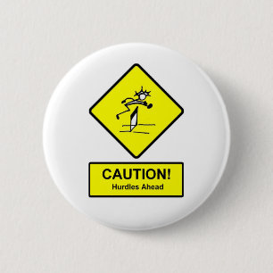 Badge Rond 5 Cm Attention Obstacles à l'avant panneau Piste et ch