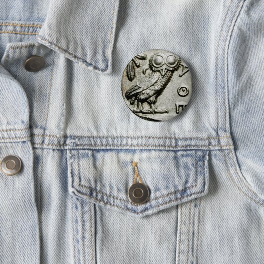 Badge Rond 5 Cm Attica Tetradrachm Owlthena (En situation)