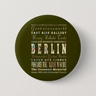 Badge Rond 5 Cm Attractions et endroits célèbres de Berlin,