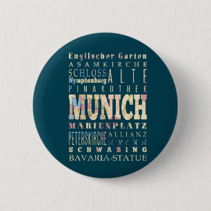 Badge Rond 5 Cm Attractions et endroits célèbres de Munich,