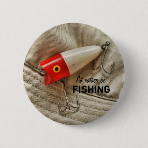 Badge Rond 5 Cm Attrait rouge et blanc de pêche que je pêcherais