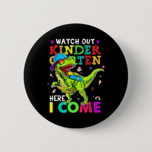 Badge Rond 5 Cm Au Jardin D'Enfants, Je Viens Chez Les Dinosaures.