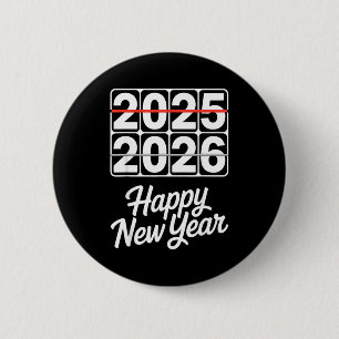 Badge Rond 5 Cm Au revoir 2025 Bonjour 2026 Horloge Bonne Année Fê