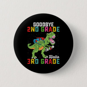 Badge Rond 5 Cm Au revoir 2e année Bonjour 3e année T Rex Dinosaur